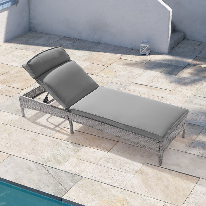 Patio Lounge Sofa Adjustable Angles Outdoor Thick Waterproof Cushion Steel Frame Suitable for Backyard, Patio and Porch,Gray