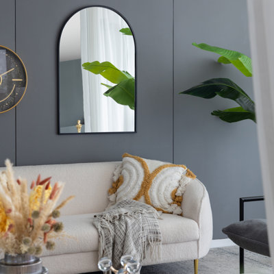 Miroir arqué noir avec cadre en métal