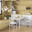 Ensemble de 2 chaises, chaise de cuisine avec dossier à lattes, bois de pin blanc