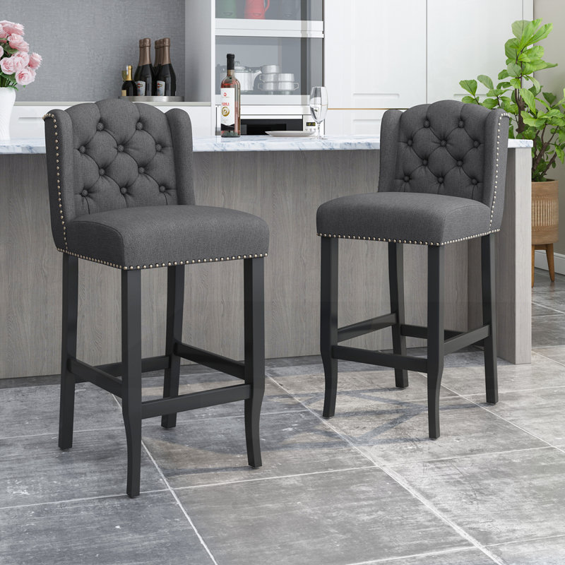 Tabouret de comptoir à oreilles 31 po Vienna, Gris anthracite