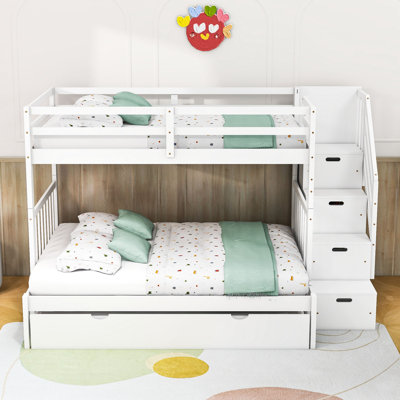 Dothan Twin Over Full 4 Drawers Wood Bunk Bed with Twin Size Trundle by Harriet Bee