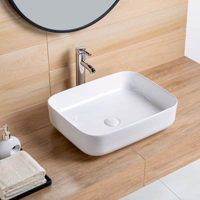 Lavabo de salle de bain vasque rectangulaire en céramique blanche