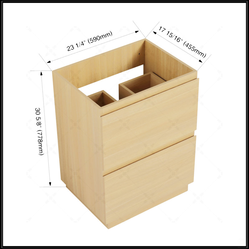 Meuble-lavabo autoportant de 24 po avec deux tiroirs, bois d'ingénierie durable, solution de rangement spacieuse et élégante