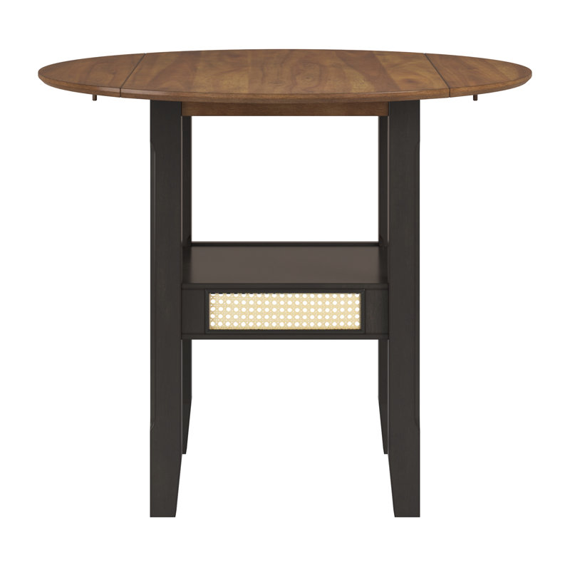 Pulukan Counter Height Drop Leaf Dining Table, Standard Height (30.19" Height), Black