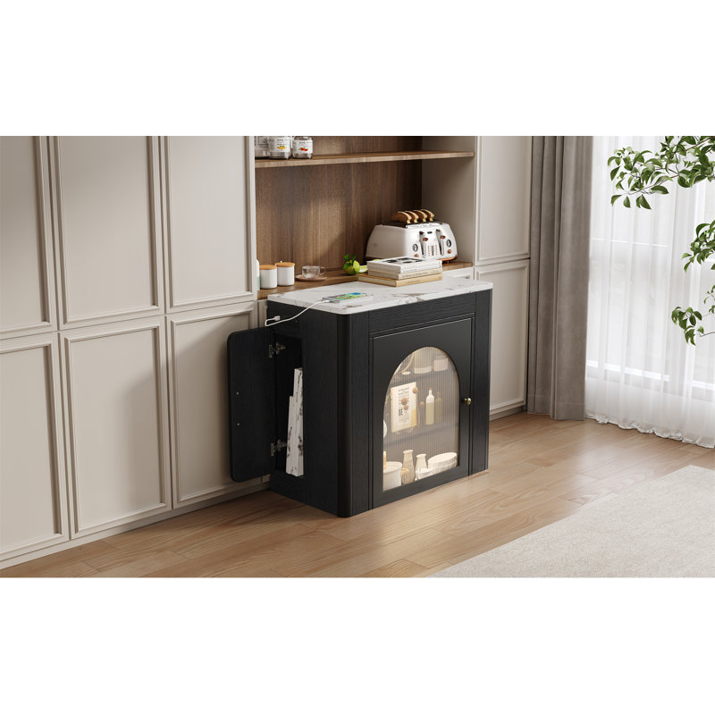 Extendable Dining Table With 3 Removable Middle Leaves, Mobile Rolling Island Table With Power Outlet, Saving-Space Cabinet With Storage For Dining Room And Living Room