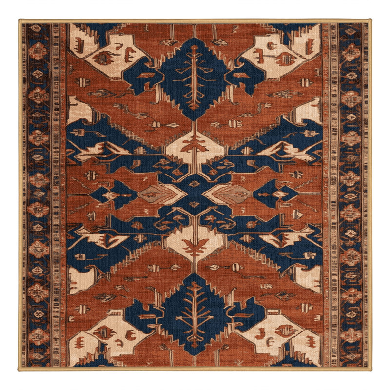 Machine Washable Persian Brown Area Rug, Square 3'