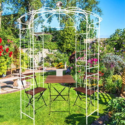 Metal Garden Gazebo Arch, 81.3''X114.2'', Cream White, Iron , Windproof, Simple Assembly Icosahedron 81.3''X114.2'' Wind Resistance, Convenient Tetrahedron