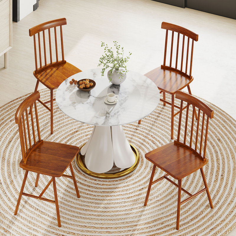 Chaises de cuisine confortables, ensemble de 4 chaises de salle à manger, avec structure en bois d'hévéa, dossier à broche pour votre maison