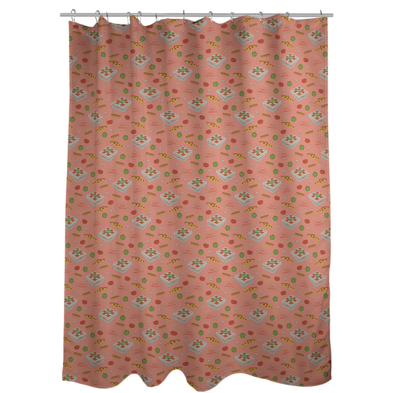 Rideau de douche simple à pizza katelyn elizabeth classic, Orange / Noir
