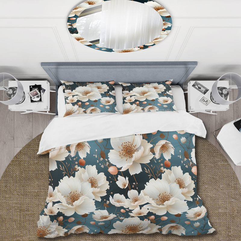 Ensemble de housse de couette en microfibre Mystic White, Housse de couette pour très grand lit et 2 très