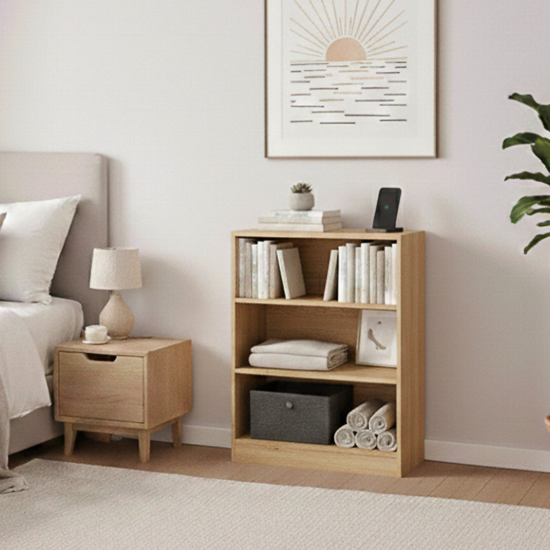 142cm H x 60cm W Standard Bookcase, Oak, (3 Shelves) 75cm H x 60cm W x 24cm D