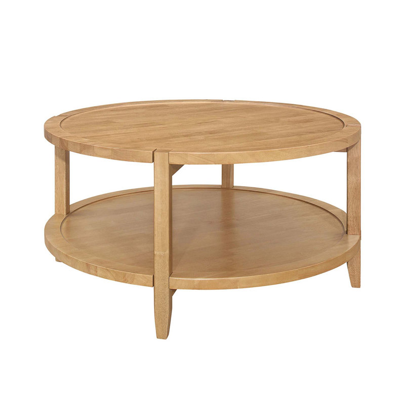Table basse ronde en bois avec tablette inférieure