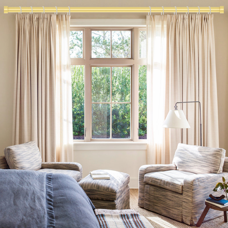 Tringle à rideaux simple classique avec embouts modernes en or 36-88 po, Doré, 36"- 88"