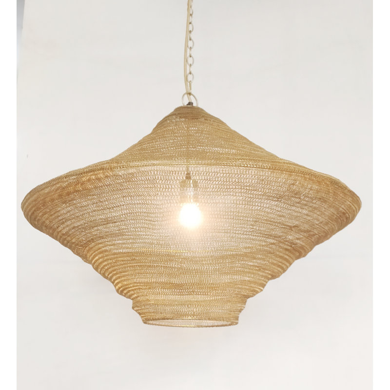 Luminaire suspendu 1 lumière avec abat-jour Aadriti, Doré
