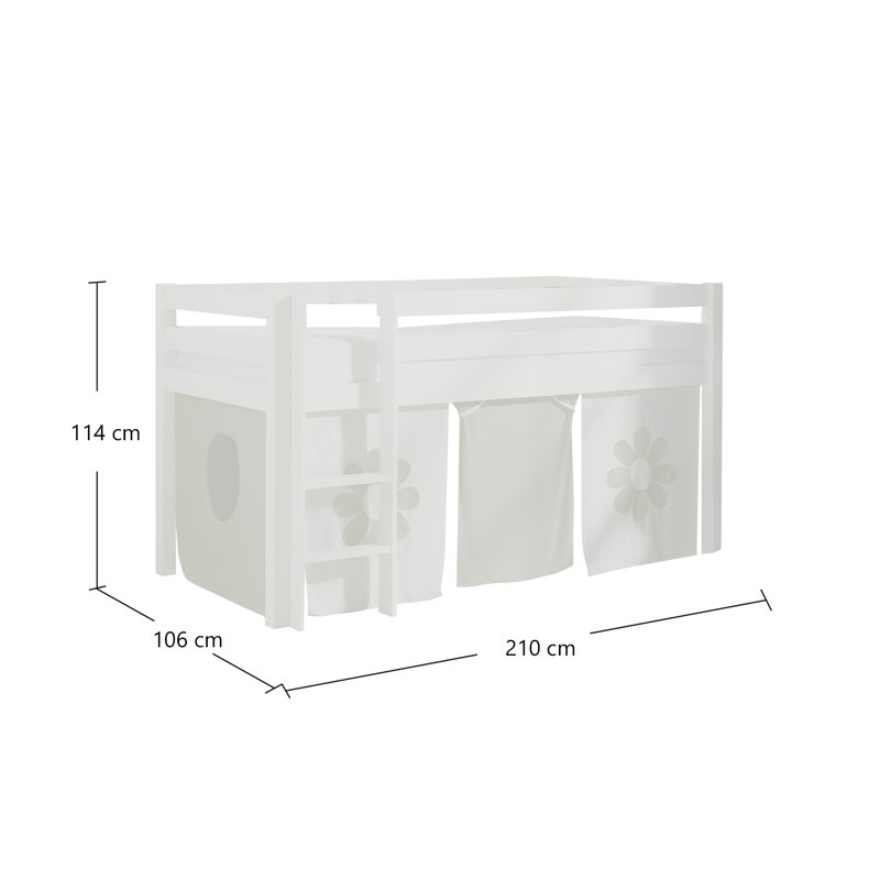 Pino European Single (90 x 200cm) Mid Sleeper Loft Bed Bed by Vipack, Natural
