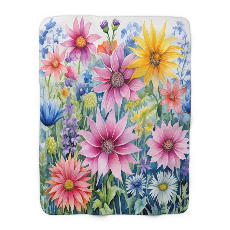 Couverture Blossoming Watercolor Meadows, Grand lit