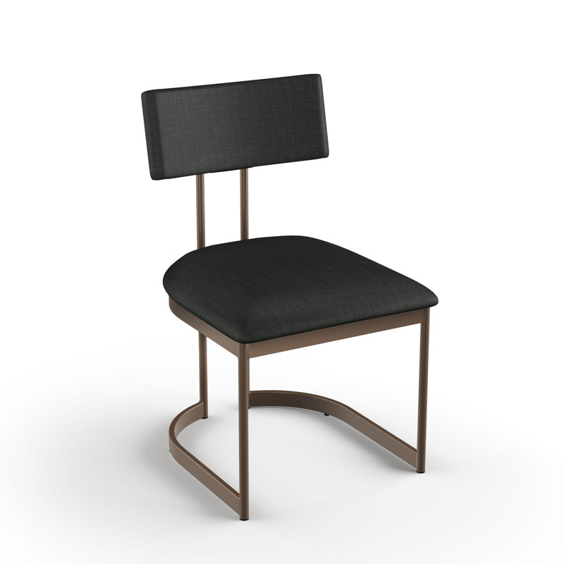 Chaise rembourrée Delisa, Noir / Bronze