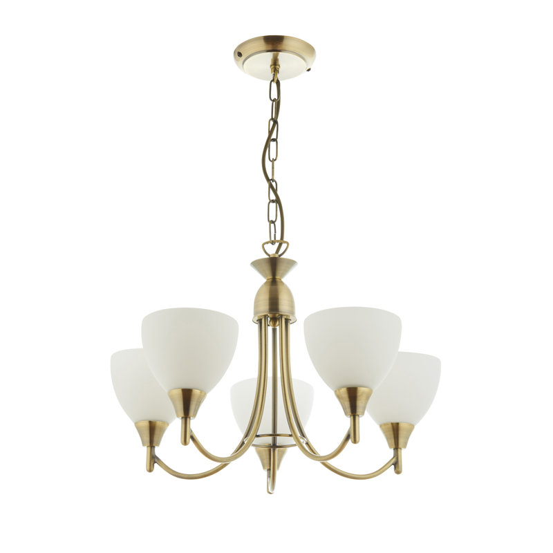 Barium 5 - Light Shaded Chandelier, Antique Brass