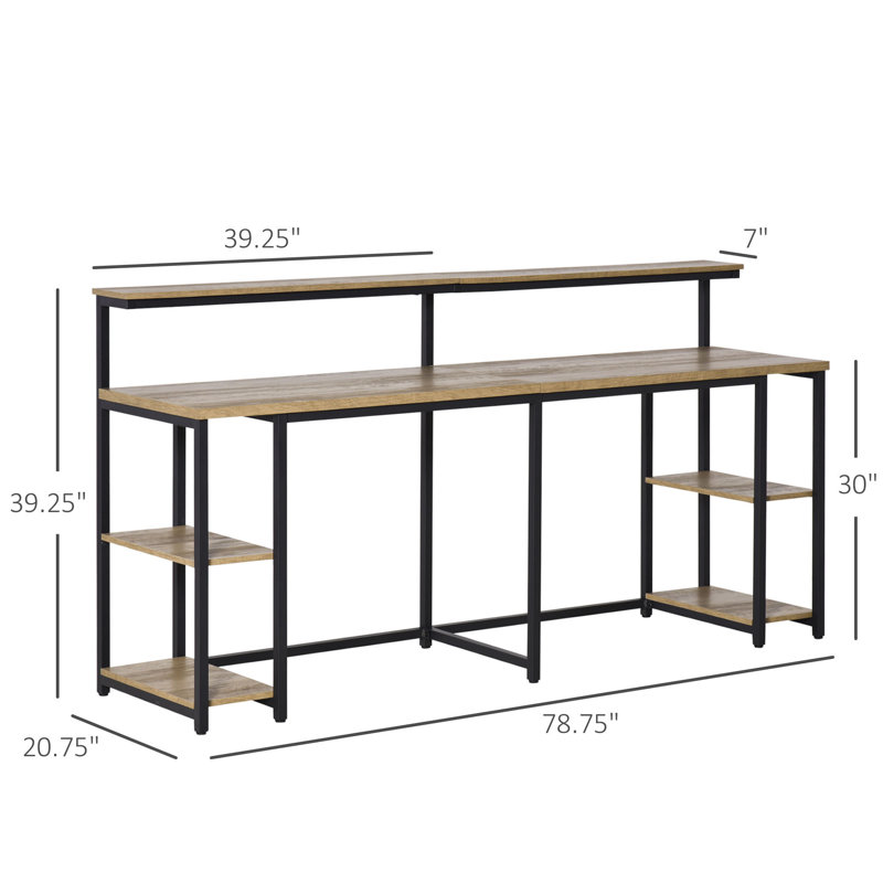 Extra Long Double Computer Desk Mdf Industrial Style Ideal For Home Office