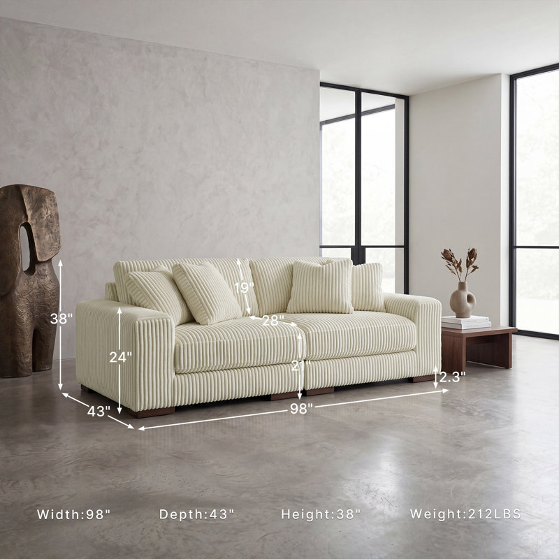 Lindyn Upholstered 102'' Sofa, Ivory