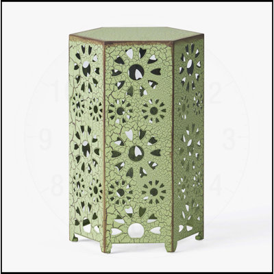 Galore Side Table with Sunburst Cut Out Design, Green