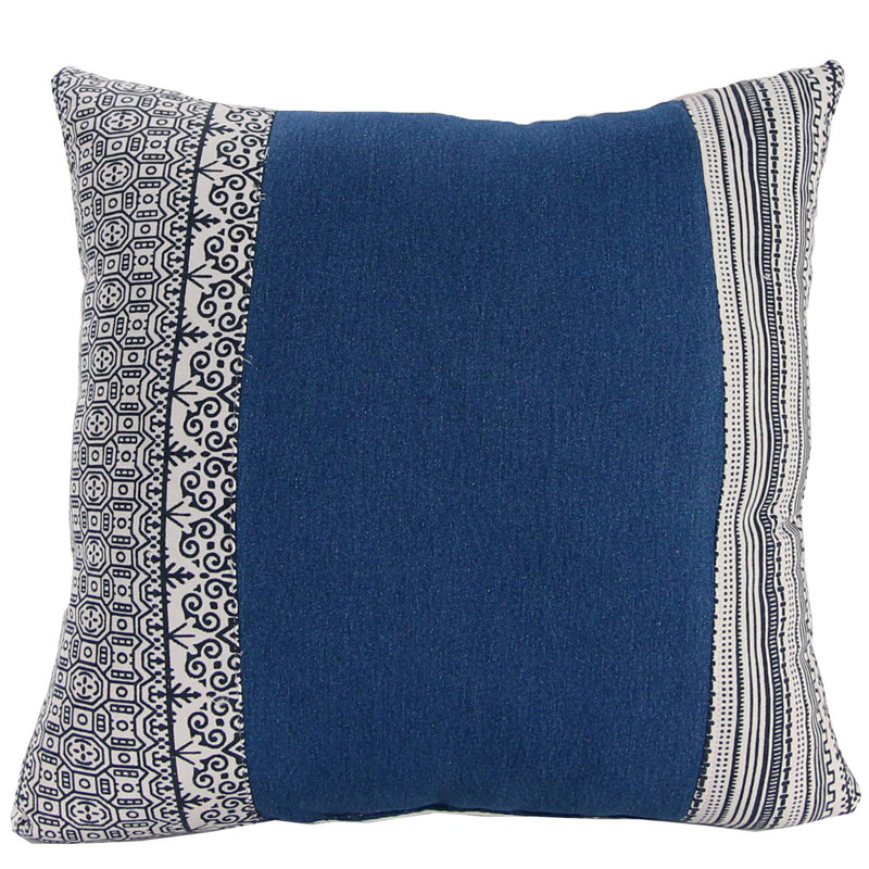 18" x 18" Indoor Throw Pillow, Denim Geometric