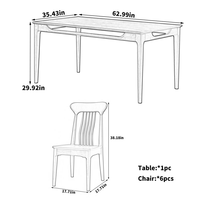 Dining Room Rectangular Simple Table 6 - Person Walnut Solid Wood Solid Wood Top Four Leg Dining Set