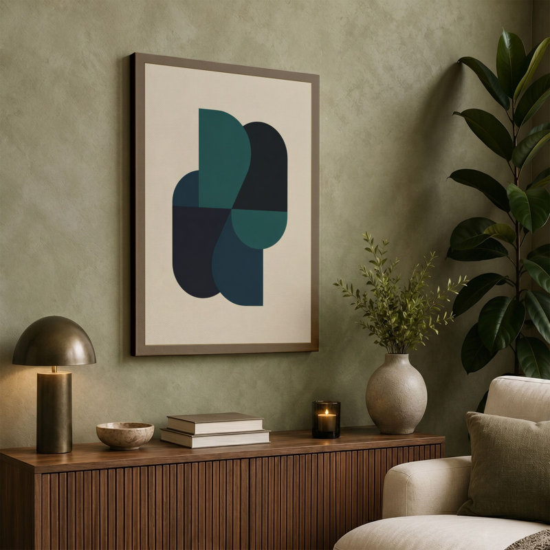 Geometric Harmony Minimalist - Wrapped Canvas, 24x16 - 61.0 x 40.6 cm, Cream Border