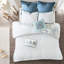 Édredon en coton bleu grand 8 pièces - réversible, style chic décontracté, motif floral non réversible, motif floral