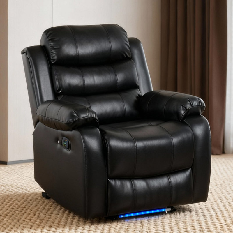 Fauteuil oscillant inclinable 34,25 po Relaxation Retreat avec éclairage DEL, Noir