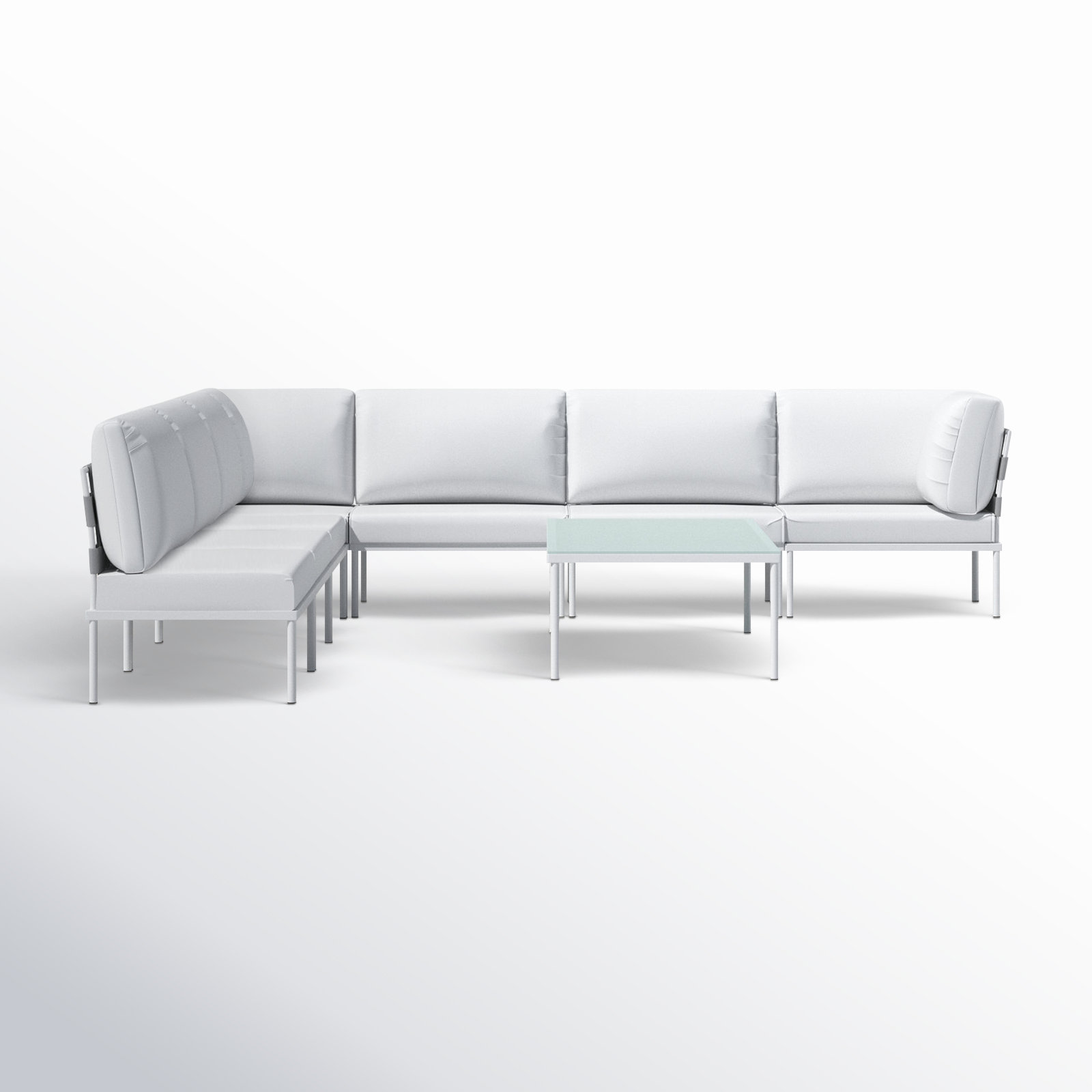 Harmony 8-piece Outdoor Patio Aluminum Sectional Sofa Set, White