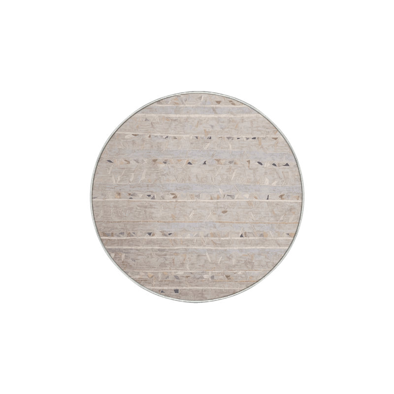 Tapis beige lavable à la machine, Rond 4 pi