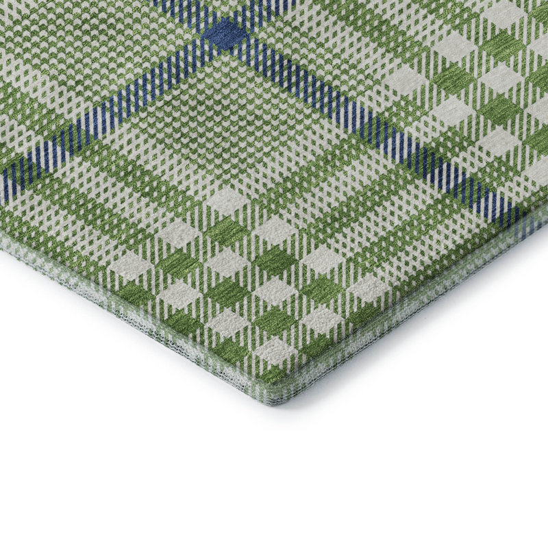 Premium Machine Washable Corry AMF1054 Plaid Rug, Round 8'