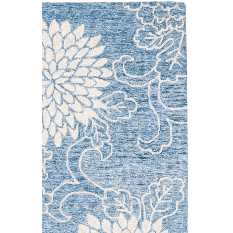 Tapis Jardin / bleu / ivoire Jardin 602, Carré 6 pi