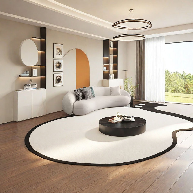 Canapé demi-cercle, 2, H 24,8 po x l 70,87 po x P 35,43 po, Blanc cassé / blanc