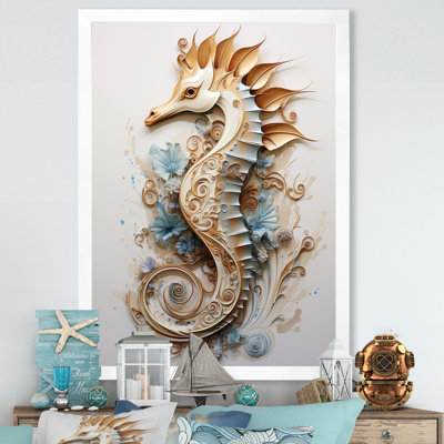 Hippocampe magique beige I sur toile