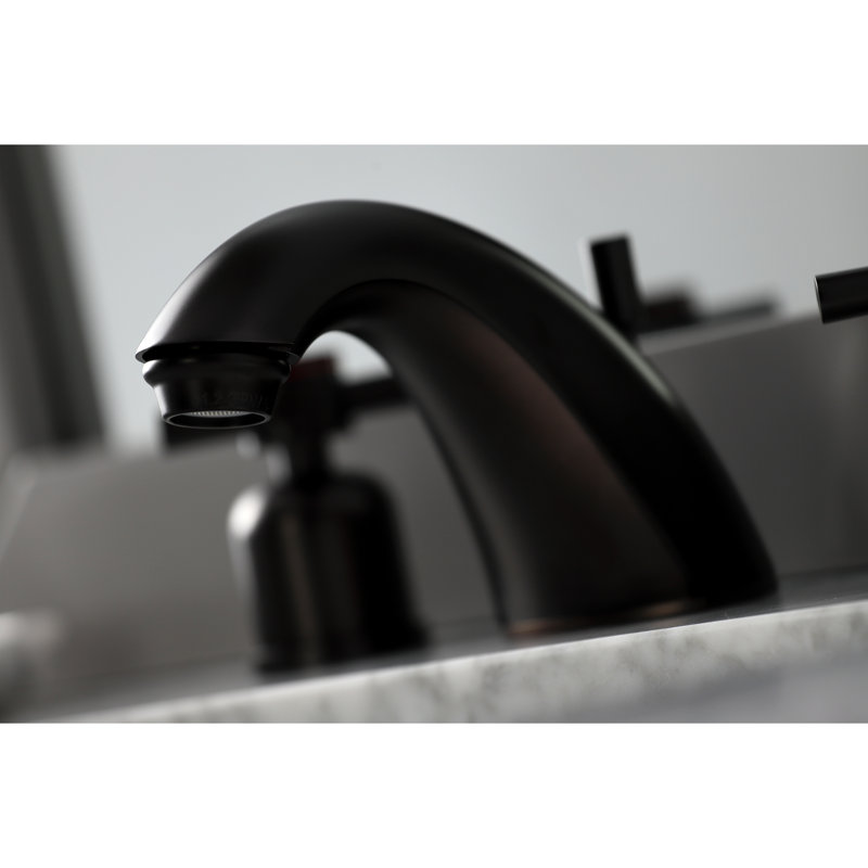 Kingston Brass Concord Two-Handle 3-Hole Deck Mount Widespread Bathroom Faucet with Retail Pop-Up Drain, Oil Rubbed Bronze