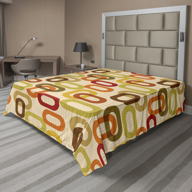 Ambesonne Flowers Flat Sheet Nostalgia Farmhouse, Pale Camel Multicolor