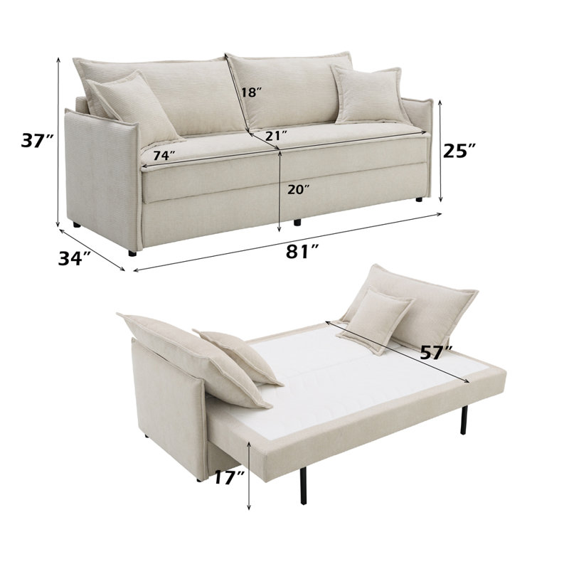 Elisea Sofa W/Sleeper & 2 Pillows