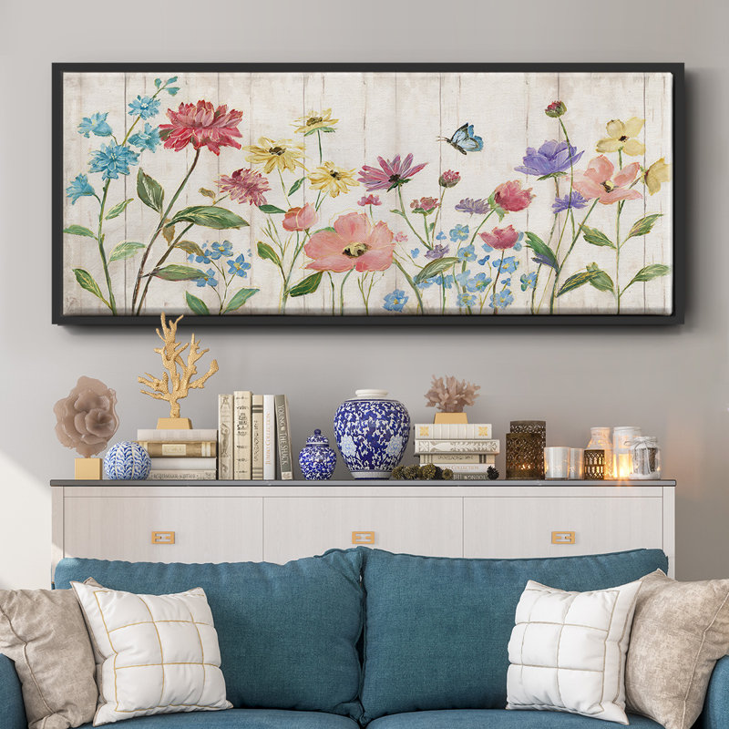Fleurs sauvages sur toile encadrée, H 8 po x l 20 po