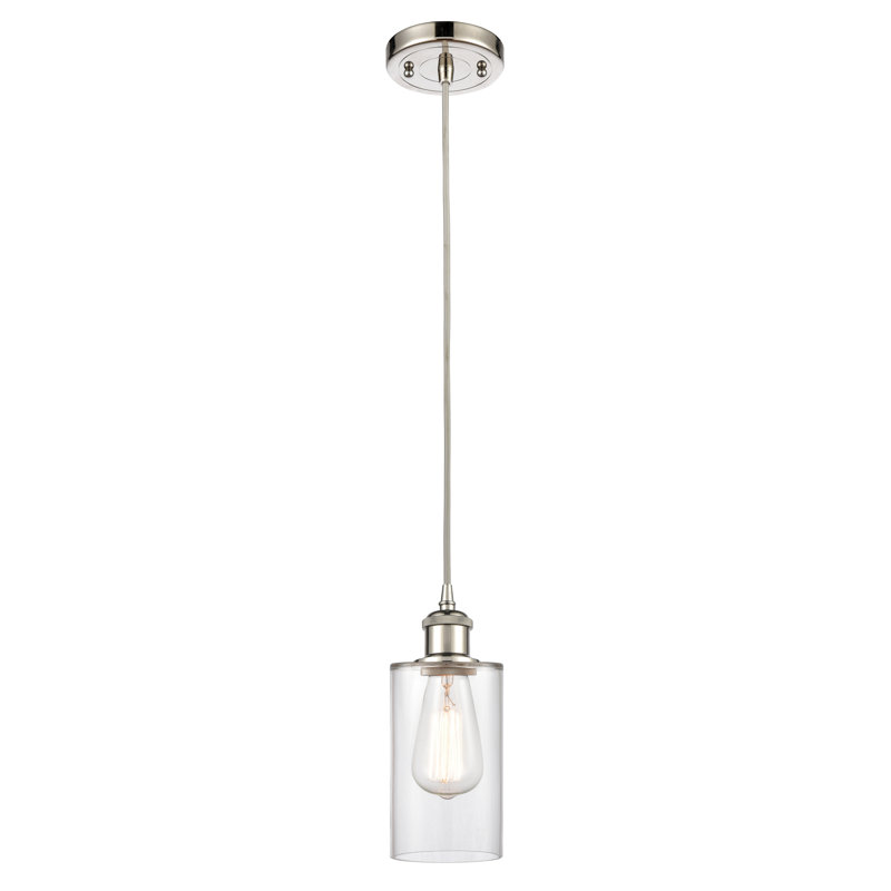 Glessite 1 - Light Single Pendant, Polished Nickel, Clear, No Bulb Included
