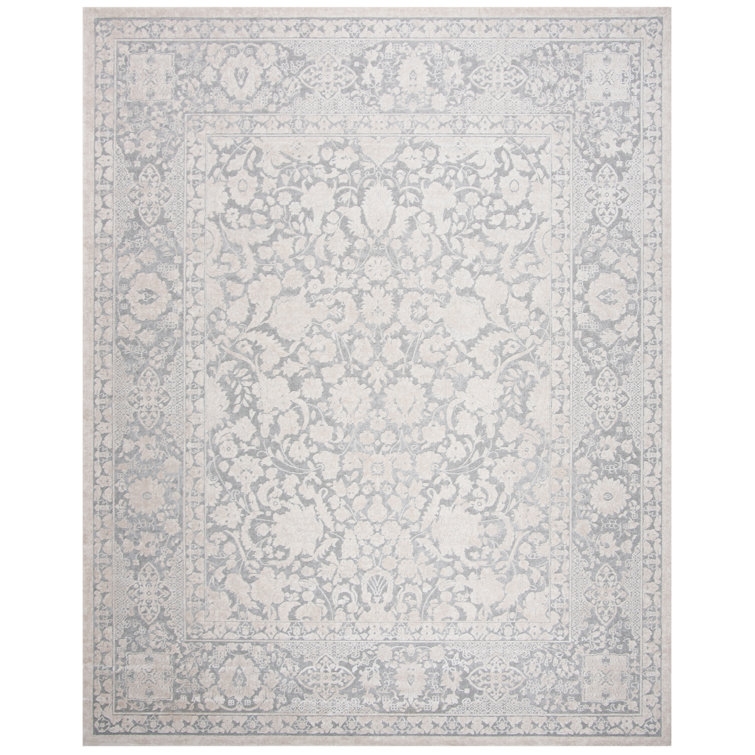 Calidia Floral Light Gray/Cream Area Rug