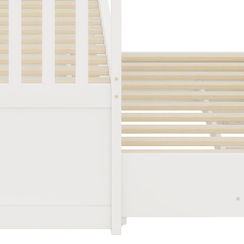 Lit de jour peu encombrant avec lit gigogne et tiroirs de rangement fonctionnels, Blanc
