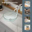 Lavabo de salle de bain en verre trempé argenté 14 "x 14" avec drain escamotable L 14 "x l 14"