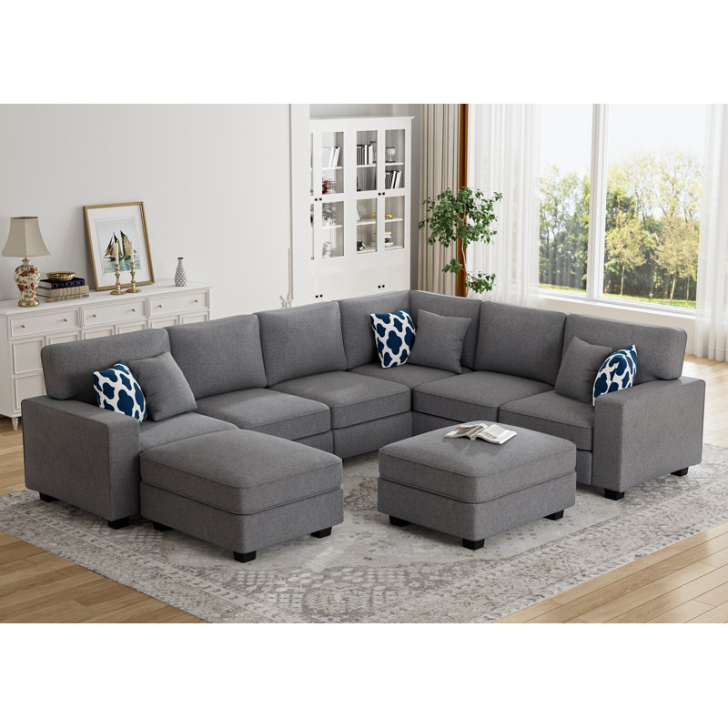 Flexible Combination Module Reversible Sectional Sofa, Dark Gray Polyester Blend
