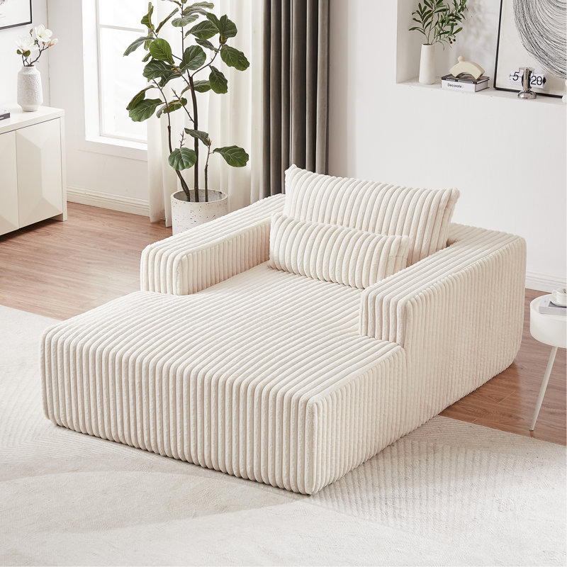 Fauteuil-lit moelleux de 75 pouces en velours côtelé, salon moderne pour l'intérieur, aucun assemblage requis, éponge à coussin, avec coussin douillet