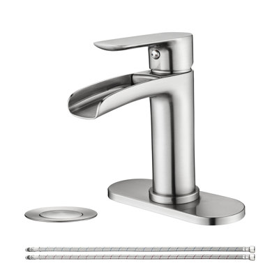 Robinets de lavabo de salle de bain à poignée simple avec bonde escamotable Waterfall