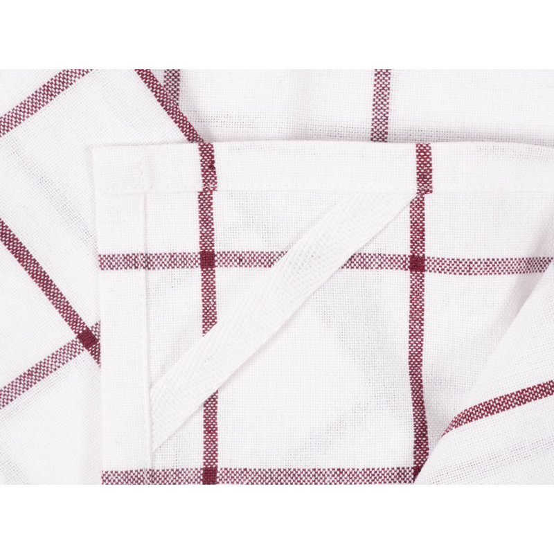 Cotton Stripe Jacquard Tea Towel Kitchen Towel, Oxblood