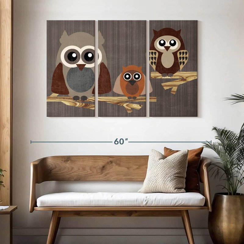 Brampt Three Owls, 32" H x 50" W