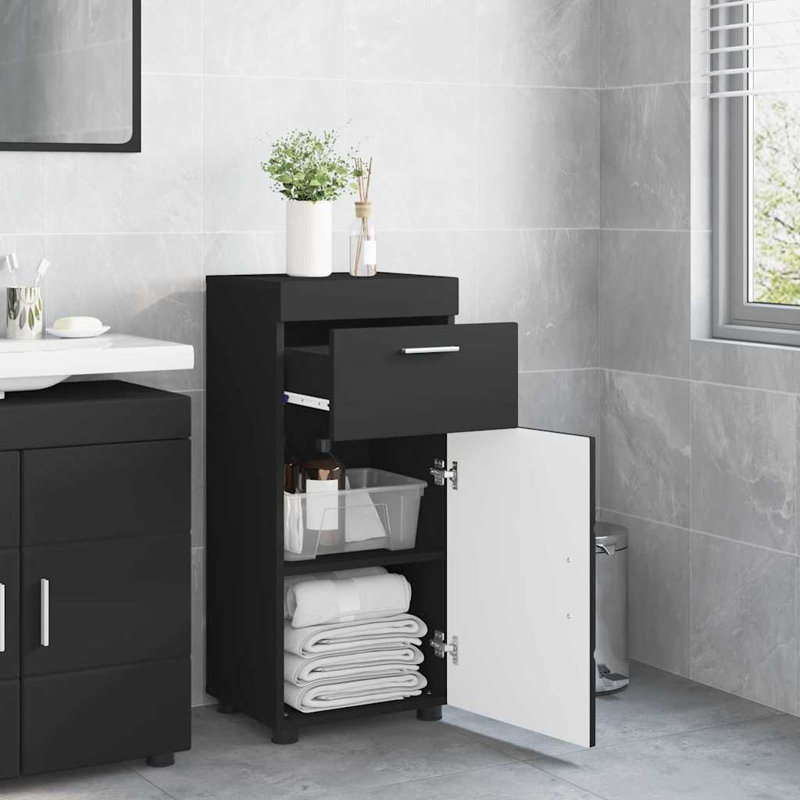  Bathroom Cabinet 37 X 31.5 X 82 Cm Engineered Wood, Black